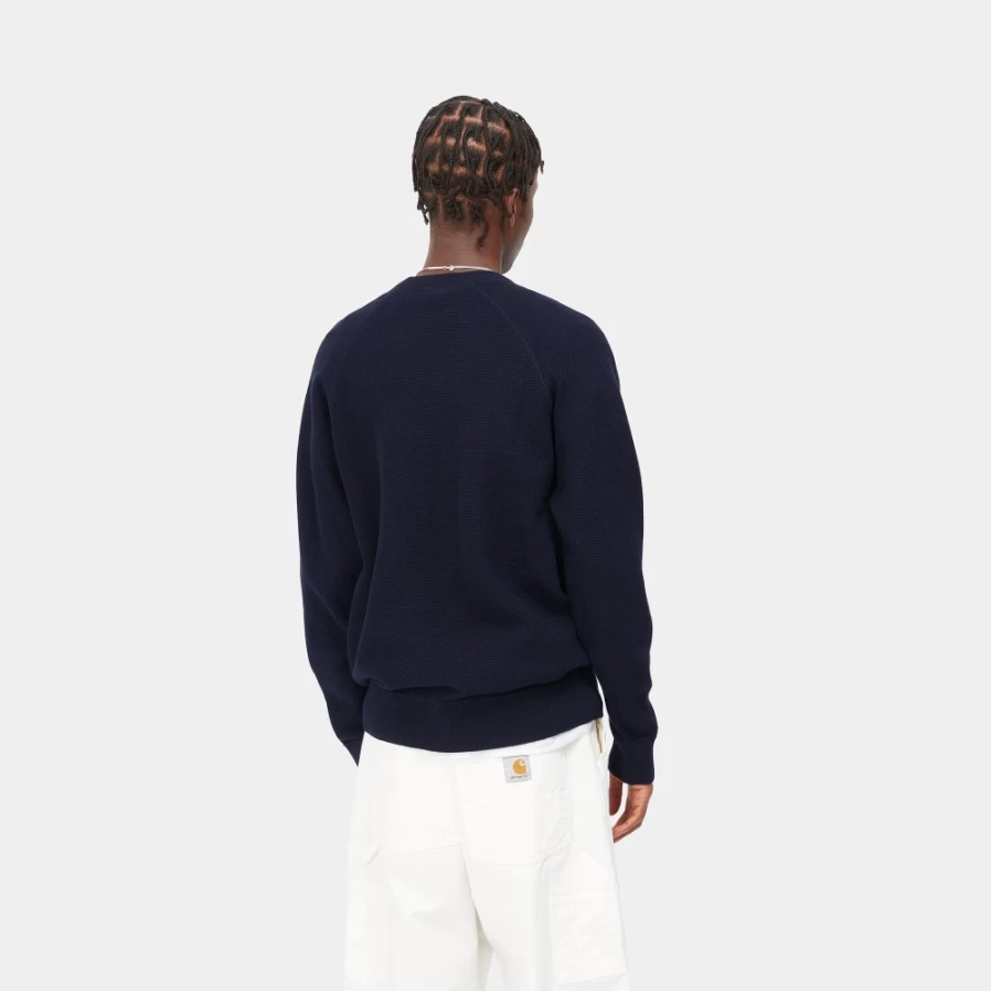 Carhartt WIP Men's Chase Sweater in Dark Navy & Gold - Premium Knit Pullover