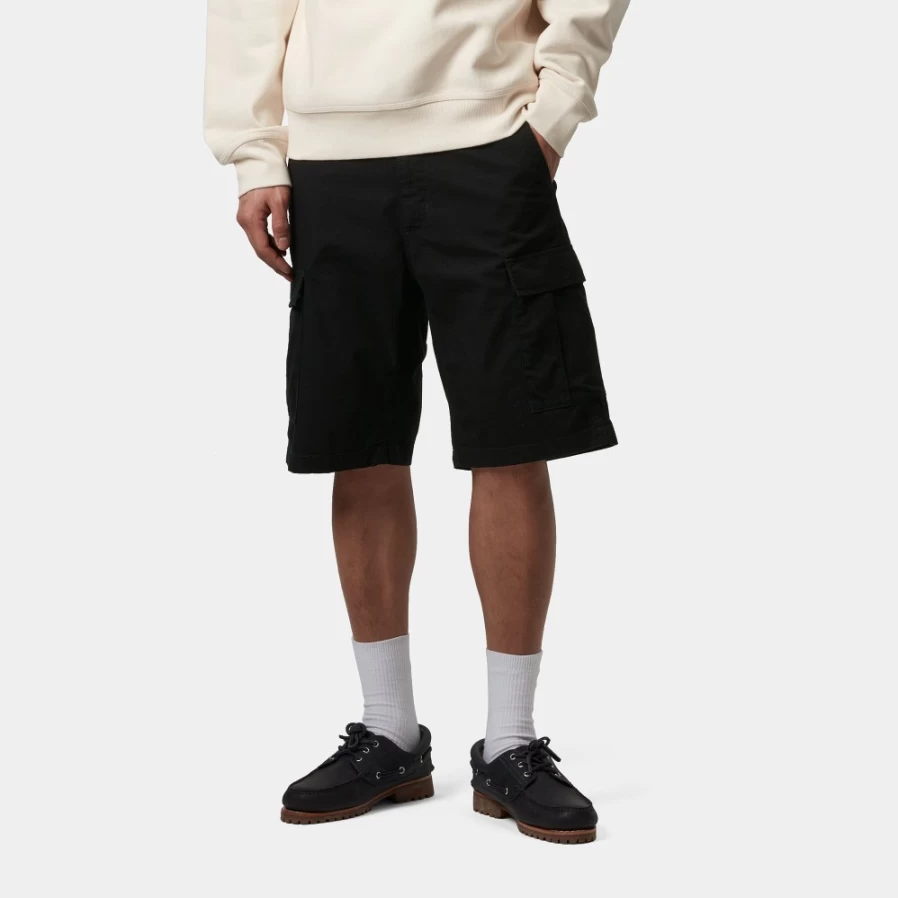 Carhartt WIP Men's Black Aviation Shorts - Durable Workwear & Street Style