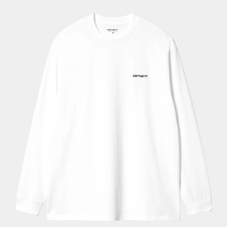 Carhartt WIP Men's Script Embroidery Long Sleeve T-Shirt - White & Black