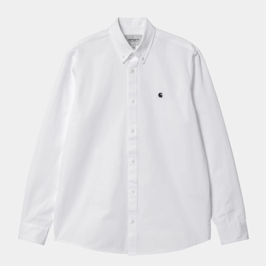 Carhartt WIP Madison Men's Long Sleeve Shirt - White & Black Plaid Flannel