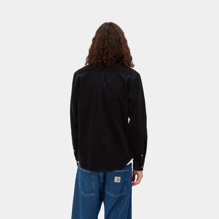 Carhartt WIP Men's Madison Long Sleeve Cord Shirt in Black/Wax
